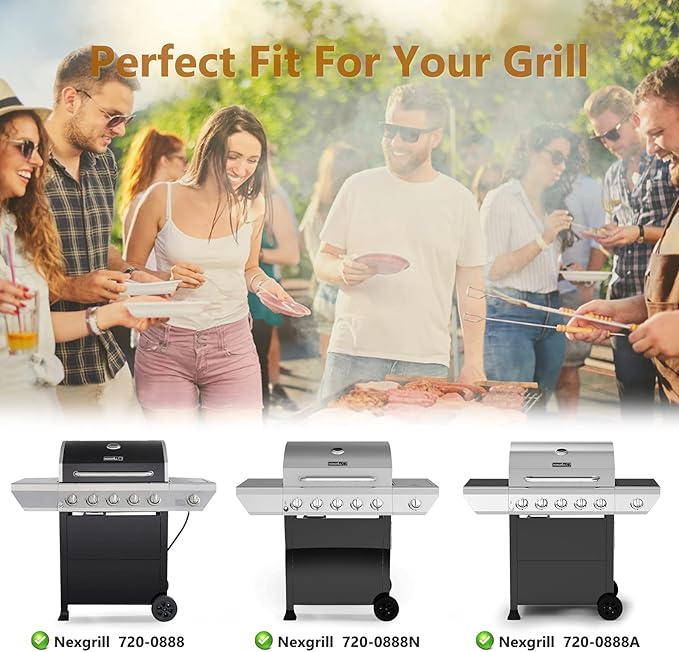 Grill Replacement Parts for Nexgrill 720-0888, 720-0888N, Home Depot Nexgrill 720-0830H, Grill Burner Tubes, Heat Shield Tent Plates and Igniters Kit Replacement for Nexgrill 5 Burner Grills, 5 Pack