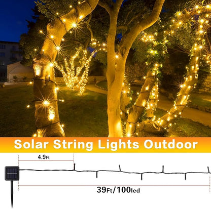 SyouHome 4 Pack Solar String Lights Outdoor, 400 LED Extra-Long 156Ft Solar Lights Outdoor with 8 Lighting Modes, IP65 Waterproof for Garden, Patio, Xmas, Balcony, Tree, Wedding, Party Decor (Warm)