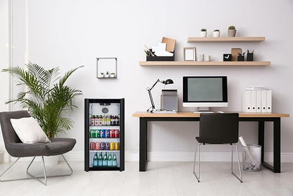 PremiumLevella PRF37DX Glass Door Display Refrigerator 3.1 cu ft Commercial Beverage Cooler Merchandiser - Black