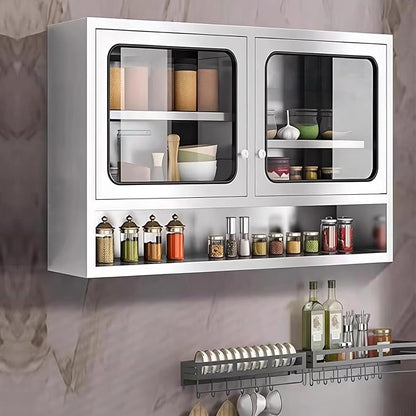 ZZV Kitchen Wall Cabinet, Stainless Steel Wall Mounted Cabinet with Adjustable Shelves, Industrial Wall Storage Cabinet for Garage, Warehouse, No Assembly Required, 11.82D x 39.37W x 27.56H in