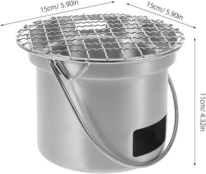 Small Grill: Stainless Steel Small Bbq Grill For Outdoor Camping Picnic Table - Portable Charcoal Barbecue Stove For Backyard Picnic Camping