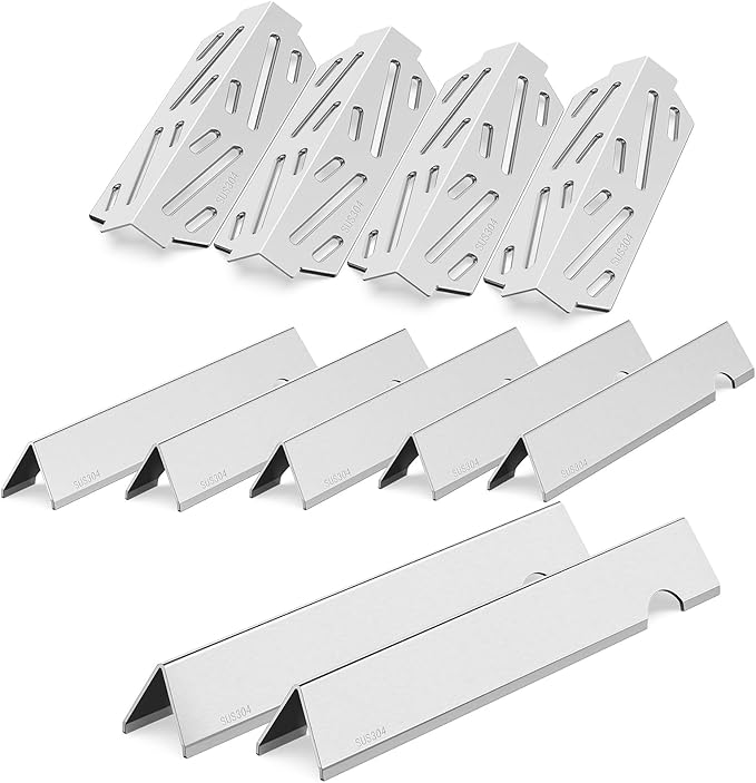 QuliMetal SUS304 Grill Parts for Weber Genesis II E-410/E-415/E-435, Flavorizer Bars and Heat Deflectors for Weber Genesis II LX E-440 Grills, Replacement for Weber GS4 66686 66033 66796 66041, 17"