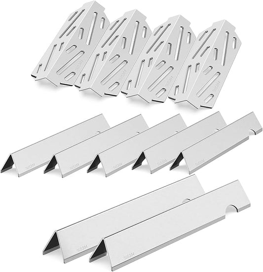 QuliMetal SUS304 Grill Parts for Weber Genesis II E-410/E-415/E-435, Flavorizer Bars and Heat Deflectors for Weber Genesis II LX E-440 Grills, Replacement for Weber GS4 66686 66033 66796 66041, 17"
