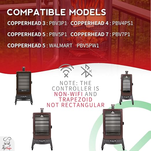 Digital Trapezoid Control Panel Kit Replacement for Pit Boss Copperhead Series 3/4/5/7 Wood Pellet Vertical Smoker,Come with 1 Ignitor,1 Grill Probe and 2 Meat Probes