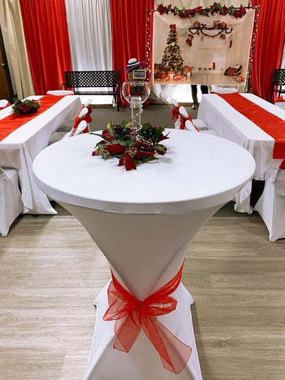 Tina 2 Pack 24x43 Inch Highboy Spandex Cocktail Table Covers White, Cocktail table spandex covers, Fitted Stretch Cocktail Table Tablecloth for Round Tables (2PC 24X43 White)
