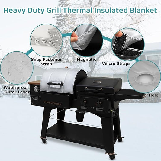 Insulation Blanket for Pit Boss Charleston 1020 Combo Grill,PB1020NX Smoker Blanket Insulated Pitboss Thermal Replacement Parts for Pit Boss 1020 Blanket Winter Insulation Accessories