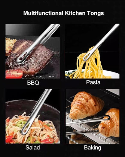 2 Pcs 11 Inches Korean BBQ Tongs Stainless Steel Grill Tongs Cooking Tweezers Japanese Barbecue Tong for Kitchen Cooking Salads Pasta Buffet Food Serving