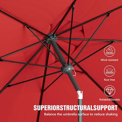Sannwsg Patio Umbrellas, Pool Umbrella with 8 Sturdy Ribs, Outdoor Umbrella with Push Button Tilt/Crank, Deck Umbrellas, Market Umbrela Table for Backyard, Deck, Garden, Pool