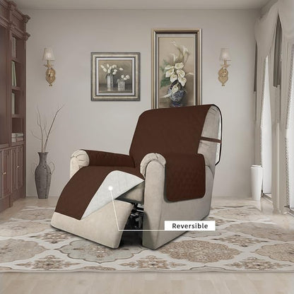 Easy-Going Reversible Couch Cover, Recliner 22 in, Coffee/Ivory | Machine Washable Slipcover For Dogs, Water Resistant Furniture Mat For Living Room, Non-Slip Sofa Cover, Pet Friendly