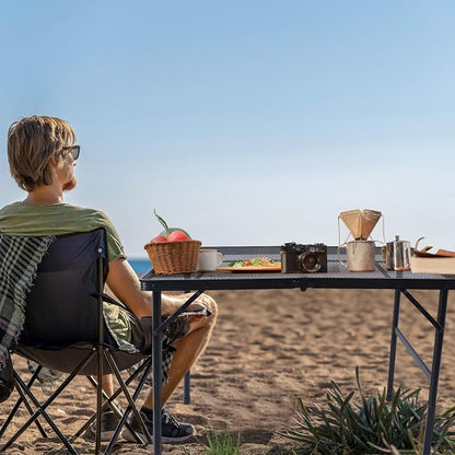 WildFinder Folding Grill Table, 3x2 FT Portable Camping Table, Foldable | 3 Adjustable Height Max 27.5" Grill Tables for Outside with Mesh Bag, Outdoor table for Camping, Picnic, BBQ, Beach, Patio