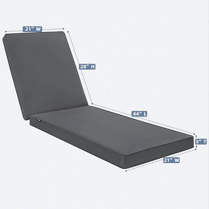 Favoyard Chaise Lounge Cushions Outdoor 72 x 21 x3 Inch Waterproof & 3-Year Fade Resistant Outdoor Lounge Chair Cushions with Removable Cover, Ties and Hidden Zipper for Patio Pool Lounge Chairs