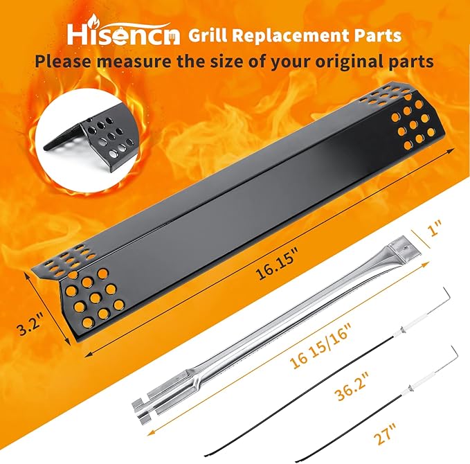 Hisencn Grill Parts for Kitchen Aid 720-0954, 720-0954GA, 720-0733, 720-0733A, 720-0745D, 730-0733, 730-0733A, 730-0954GA, Heat Tent and Grill Burner Replacement Parts for Kitchen Aid 4 Burner Grill
