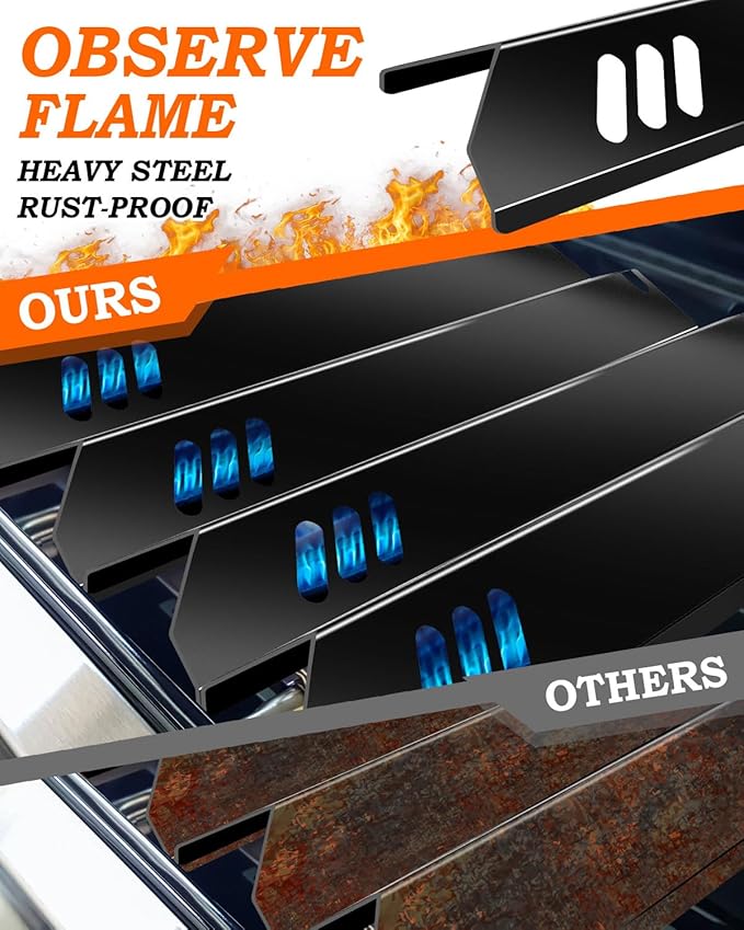 15 inch Grill Heat Plates Replacement Parts for Dyna-Glo DGF493BNP DGH483CRP, Backyard BY13-101-001-13, Uniflame heat shield BHG Outdoor Gourmet Grill, 5 Pcs Heat Tent BBQ Gas Grill Flame Tamer