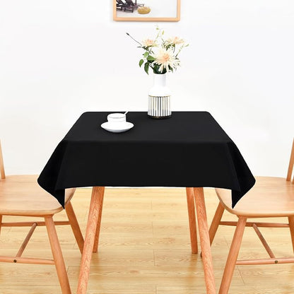 Wolkemer Small Square Tablecloth 36 x 36 Inch Washable Fabric Table Cloth Solid Black Table Cover for Nightstand End Bedside Tables Tabletop Decoration