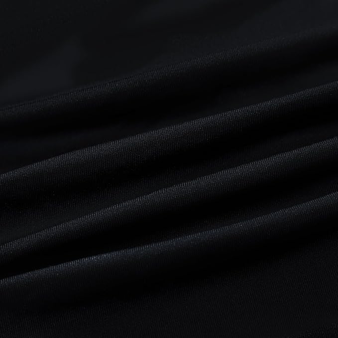 NEWISHER Round Fitted Table Cover Spandex Stretch Tablecloth Black Table Top Cover with Elastic Edged for Dining Picnic Patio 60 inch