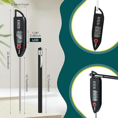 Copkim 3 Set Waterproof Food Thermometer for Water, Liquid, Candle and Cooking Digital Meat Thermometer with Long Probe Instant Read for Kitchen BBQ Grill Candy (Black,White,Red)