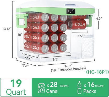 Megiu Car Fridge Portable 12V Refrigerator 19 Quart (18 Liter) 12 Volt Freezer Compressor Cooler 12V/24V DC 110～240 V AC for Truck Van RV Camper SUV and Home Use -18℃~+15℃