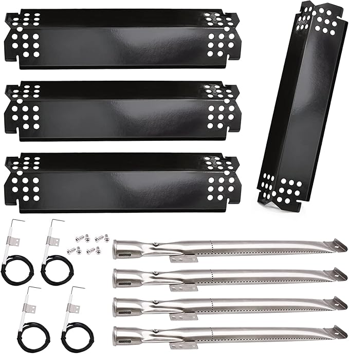 Grill Replacement Parts for Nexgrill 720-0830H, 720-0864, 720-0864M Gas Grills, 4 Pack Grill Burners, Heat Plates Shield and Igniter Replacement Repair Kit for Home Depot Nexgrill 4 Burner 720-0830H