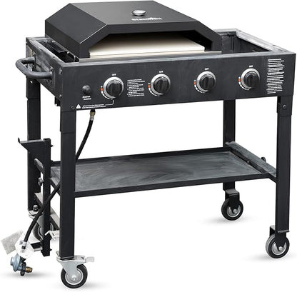 Stanbroil Pizza Oven Attachment for Blackstone 36 Inch Griddle | 17.7" x 13.7" Pizza Stone, Side Panels & Temperature Gauge, Outdoor Pizza Cooking Upgrade