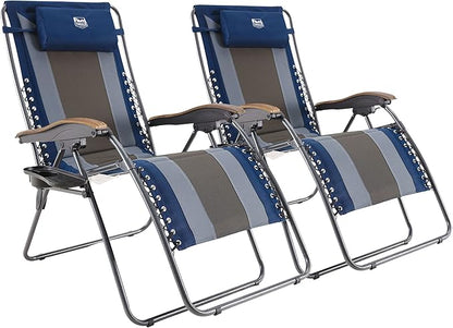 Timber Ridge Oversized Zero Gravity Chair, Padded Reclining Lounge Chair with Adjustable Headrest & Cup Holder, Heavy Duty Support 350 lbs, Foldable for Camping, Lawn, Outdoor & Indoor