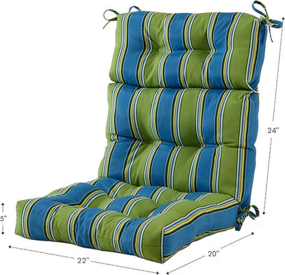 Greendale Home Fashions Outdoor 44x22-inch High Back Chair Cushions (Set of 2), Belize Stripe