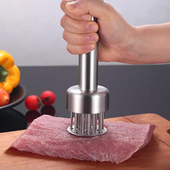 Stainless Steel Meat Tenderizer Tool with 21 Ultra-Sharp Needles Premium Meat Tenderizer Durable Mallet Easy Grip Hammer for Beef Turkey Chicken Steak Dishwasher Safe
