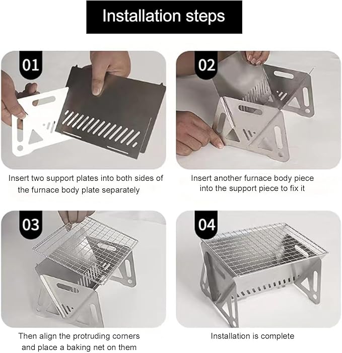 Barbecue Grill, Portable Folding Charcoal Grill, Small Stainless Steel BBQ Grill, Foldable Charcoal Barbecue Desk Tabletop for Outdoor Picnic Garden Camping, 2-3 People Available ( Size : Large )
