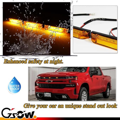 [Enhanced Visibility] [Upgraded Version] 3 PCS Super Bright Amber LED Center Grille Light for 2019/2020-up Chevrolet Silverado 1500 2500HD 3500HD, Position Amber Lens with Sturdy Mount Bracket
