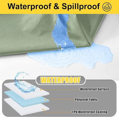 Smiry Picnic Table Cover with Bench Covers, Waterproof Elastic Fitted Polyester Tablecloths for 6 Ft Rectangle Tables, Washable Windproof Tablecloth for Outdoor, Camping (Sage Green, 30x72 Inches)