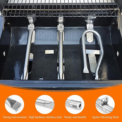 Grill Replacement Parts for Dyna Glo DGH373CRP-D,DGF371CRP-D | 15.4" Stainless Steel Grill Burner, Porcelain Enameled Steel Heat Plates & Cast Iron Cooking for Dyna Glo 3 Burner