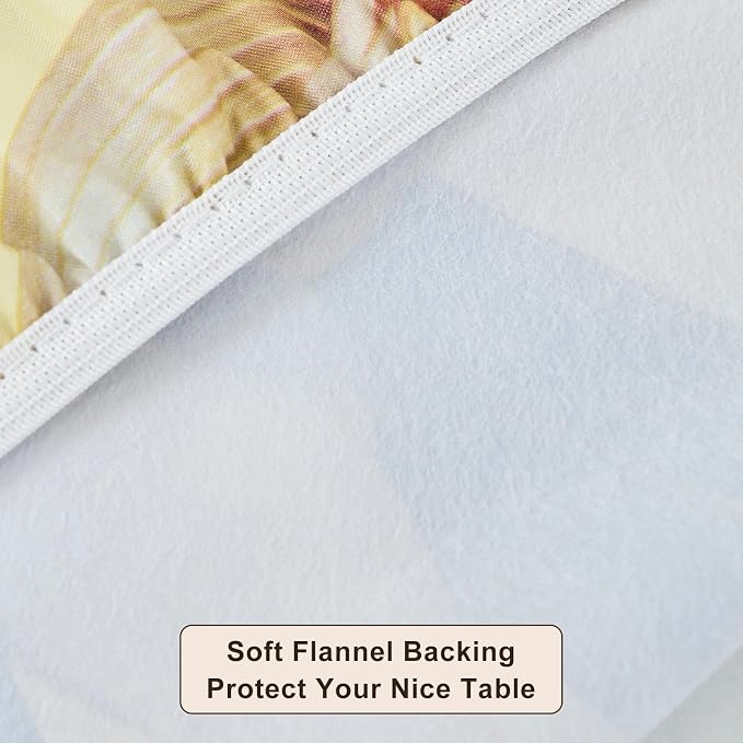 LIBERECOO Round Vinyl Fitted Tablecloth with Flannel Backing Elastic Edge Table Cover Waterproof Stain-Resistant Wipeable Tablecloths Fits 45-56 Inch Round Tables