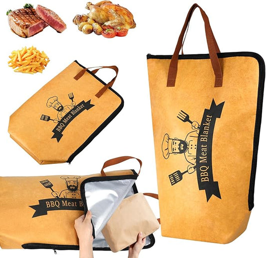 BBQ Meat Resting Bag 23" XL – 2026 Upgraded Leak-Proof & Thicker Insulation | 90-Min Heat Retention | Extra-Large Wide-Mouth 4-Layer Insulated Bag for Brisket, Whole Turkey & Pork Shoulder (23IN)