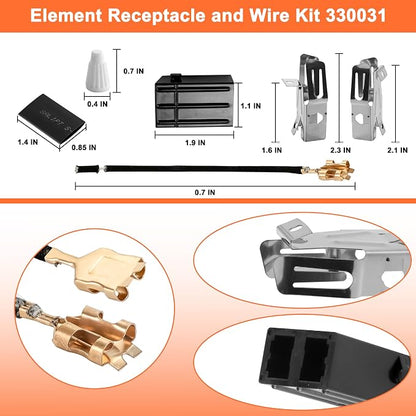 MP22YA Stove Burner & Black Porcelain Drip Pan with 330031 Receptacle Kit | Porcelain Stove Drip Pans of 4 & MP22YA Electric Range Burner Fit for Amana Whirlpool Stove, Replace W10290350 W10290353