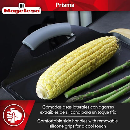 Magefesa Prisma 16 x 10 Inch Teppanyaki Griddle Pan, made of 18/10 Stainless Steel, Triple Layer Nonstick Coating, Suitable for all types of Stovetops, Dishwasher & Oven Safe up to 392 ºF