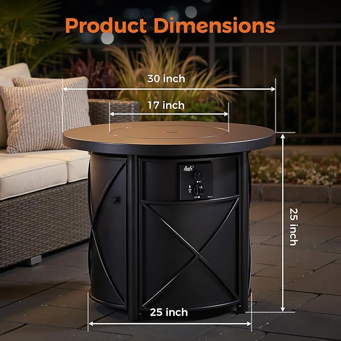 BALI OUTDOORS 50000 BTU Propane Fire Pit for Outdoor, 30 in Fire Pit Table Outdoor, Round Firepits for Outside Backyard, Patio