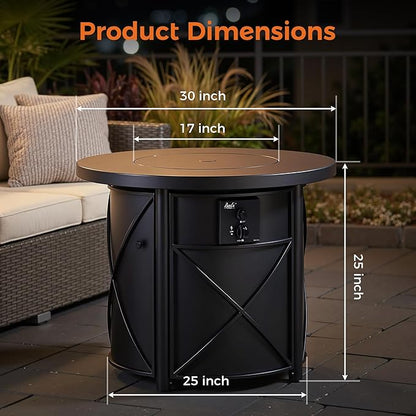 BALI OUTDOORS 50000 BTU Propane Fire Pit for Outdoor, 30 in Fire Pit Table Outdoor, Round Firepits for Outside Backyard, Patio