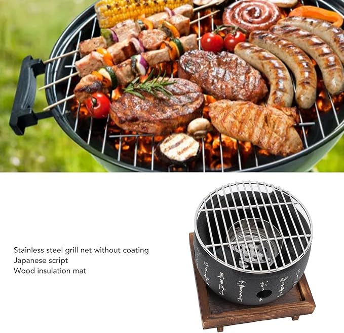 Mini Portable Japanese BBQ Grill, High-Efficiency Charcoal Stove for Even Heat Grilling, Multi-Purpose Outdoor Family Camping Tool Large