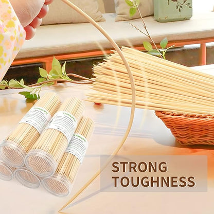 [200 PCS] 10 inch Bamboo Skewers, Premium Wooden Skewers Without Splinters, Skewers for Grilling, BBQ, Appetizer, Fruit Kabobs, Chocolate Fountain, Cocktail Toothpicks, and Food Skewer Sticks.