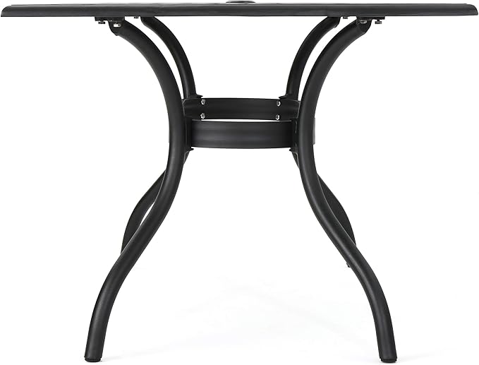 Christopher Knight Home Cayman Outdoor 6-Seater Cast Aluminum Dining Set, 7-Pcs Set, Black Sand