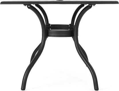 Christopher Knight Home Cayman Outdoor 6-Seater Cast Aluminum Dining Set, 7-Pcs Set, Black Sand
