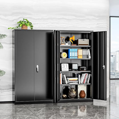 INTERGREAT Metal Storage Cabinet, 72” H Storage Cabinet with 2 Doors and 4 Adjustable Shelves for Office, Home, Garage, Pantry (Assembly Required, Black)