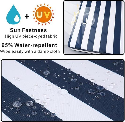 NettyPro Outdoor Cushion Covers Set 4 Water Repellent UV Resistant Patio Chair Seat Cushion Slipcover with Zipper and Tie, 22 x 20 x 4 Inch, Stripes Black and White