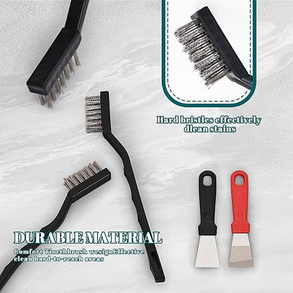 30 PCS Mini Wire Brush Stainless Steel Brush Set，Masonry Brush Wire Bristle for Cleaning Welding Slag and Rust，Curved Handle Brush (Stainless Steel, 30)