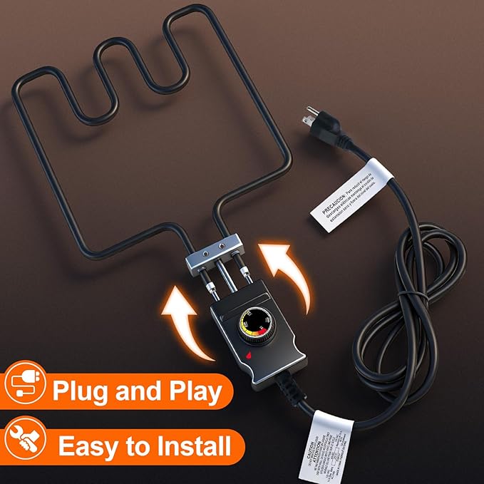 1500W Electric Heating Element for Smoker with Adjustable Thermostat Controller Cord Full Kit Compatible with Masterbuilt Electric Smoker Parts Smoker Heating Element Fits MB20070122 MB20071117