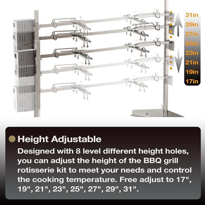 DEWOSEN 46" Outdoor Electric Rotisserie Grill Kit | 125LBS Pig Spit Rotisserie Grill | 45W Rotatable Motor BBQ Rotisserie Kit | Height Adjustable Spit Roaster Stand for Roasting Pig Lamb