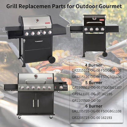 Grill Replacement Parts for Outdoor Gourmet 4 Burner Gas Grill GR2215120-OG-00 FSOGBG1106 GR2215101-OG-00 FSOGBG1106 Flame Tamer Heat Plates Burner Tubes