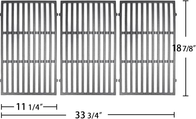 Hongso 18 7/8 inch Cast Iron Grill Grates for Weber Genesis II 400 Series E410 S410 SE410 E415 S415 E435 S435, II LX E440 S440, Genesis 2 GS4 Gas Grill Models, Replacement Parts for 66097 66089