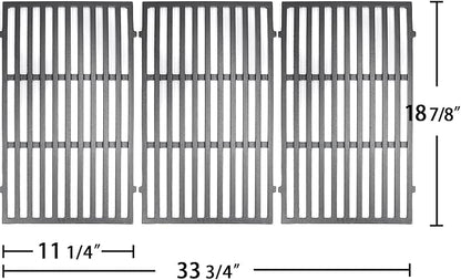 Hongso 18 7/8 inch Cast Iron Grill Grates for Weber Genesis II 400 Series E410 S410 SE410 E415 S415 E435 S435, II LX E440 S440, Genesis 2 GS4 Gas Grill Models, Replacement Parts for 66097 66089