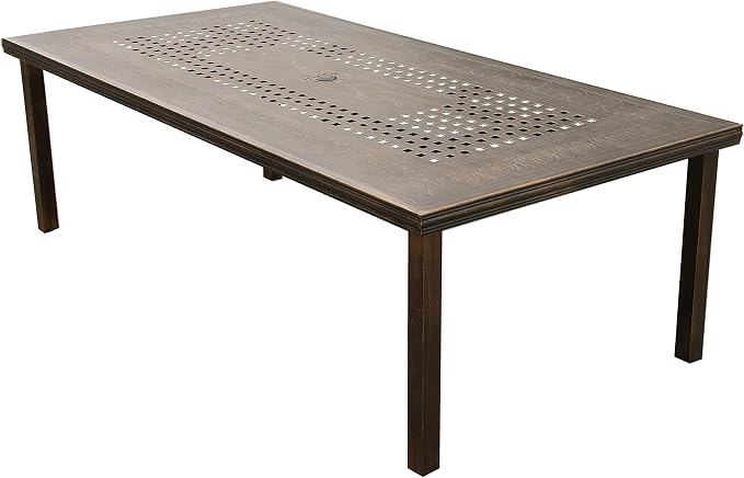 Oakland Living 1057-2777(8)-BZ Modern Outdoor Mesh Lattice Aluminum 95-in Bronze Large Rectangular Patio Eight Arm Chairs Dining Set