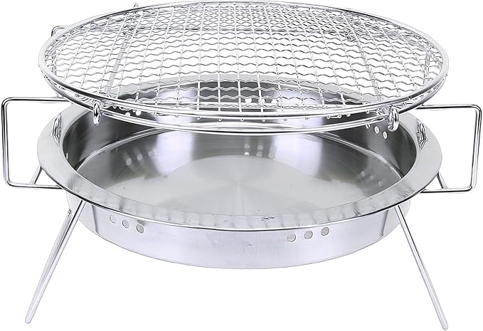 Charcoal Grill, Stainless Steel Portable Compact Design for Camping Picnic Outdoor BBQ Cooking